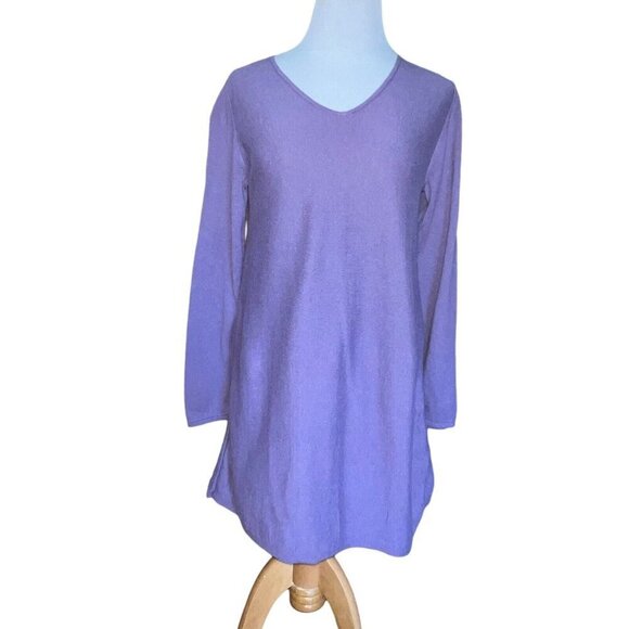 J.‎ Jill Women's Purple Silk Wool Blend V Neck Tunic Sweater Size Small Casual - Picture 1 of 9